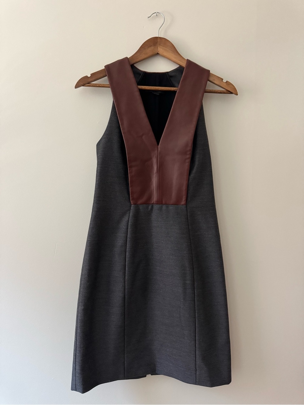 ALEXANDER WANG Leather and Wool Pinafore Dress 2 - Picture 2 of 12